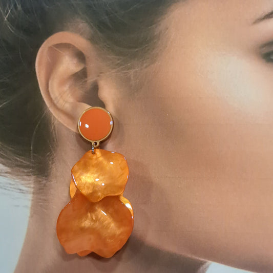 Boucles clips Pétales orange CLEDOR