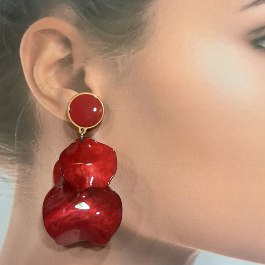 Boucles clips Pétales rouge bordeaux CLEDOR