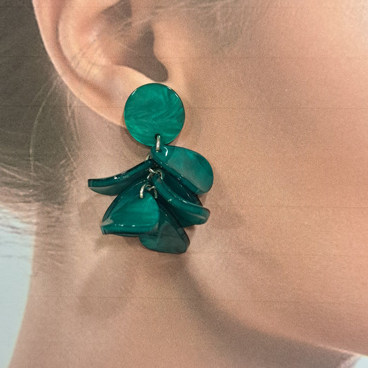 Boucles percées Pétales PM vert émeraude CLEDOR