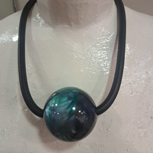 Collier Boule perle bleu vert CLEDOR