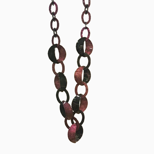 Sautoir Maillons Capsules prune et noir CLEDOR