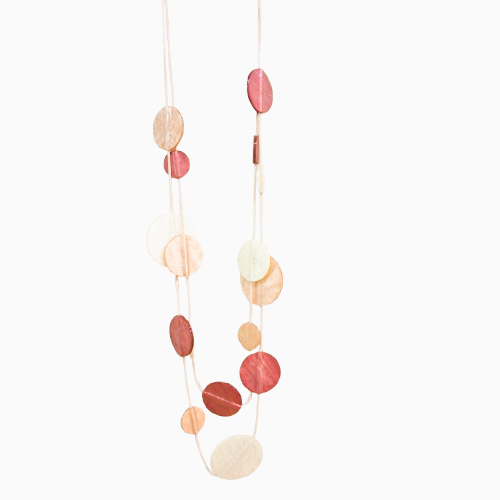 Collier sautoir Pastilles beige, écru et rose CLEDOR