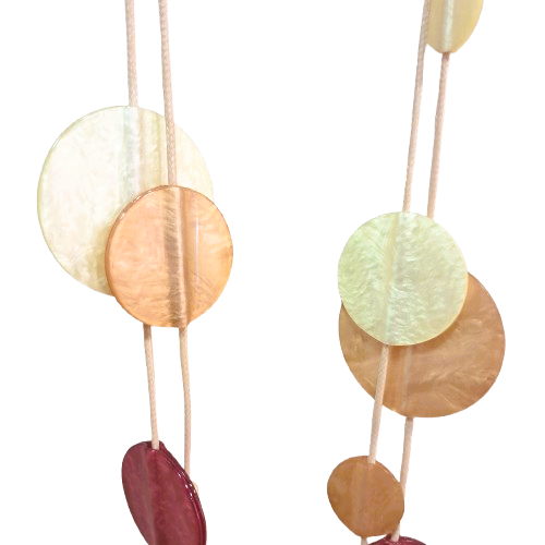 Collier sautoir Pastilles beige, écru et rose CLEDOR