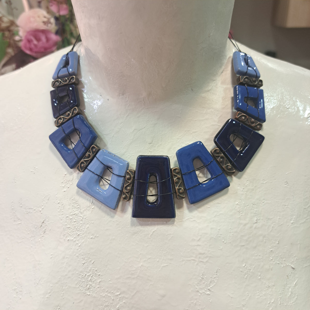 Collier Trapèze bleu CHRISTINE ALLOING