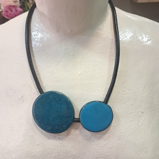 Collier Duo Ronds bleu CHRISTINE ALLOING