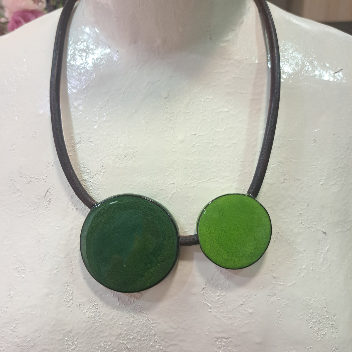 Collier Duo Ronds vert CHRISTINE ALLOING