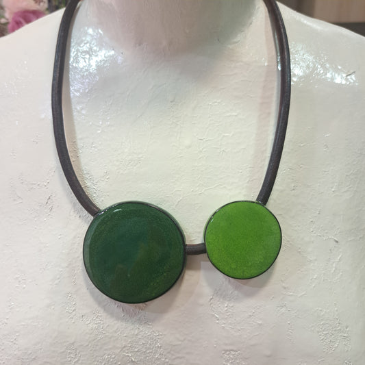 Collier Duo Ronds vert CHRISTINE ALLOING
