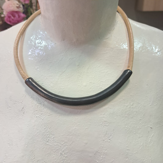 Collier Tube noir CHRISTINE ALLOING