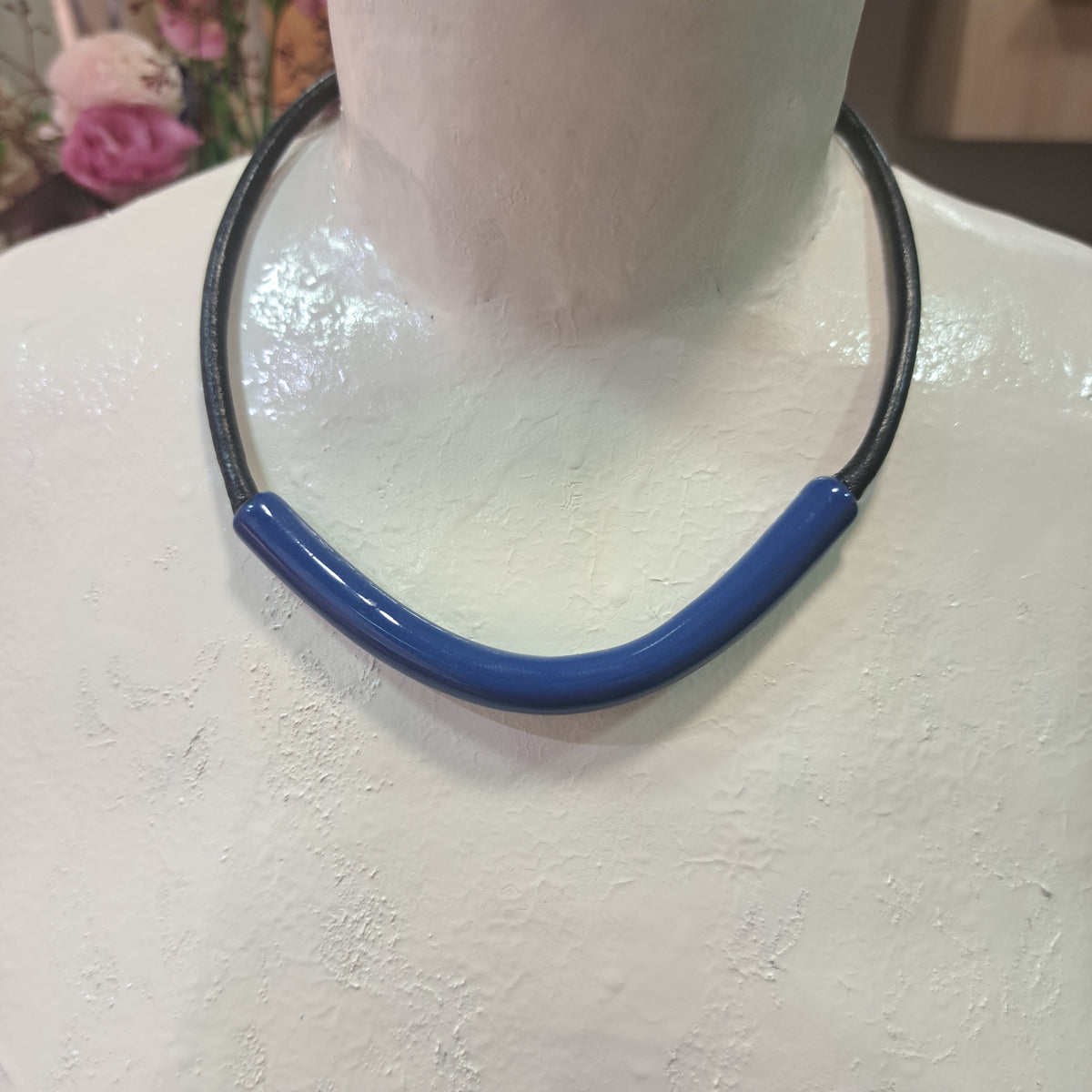 Collier Tube bleu CHRISTINE ALLOING