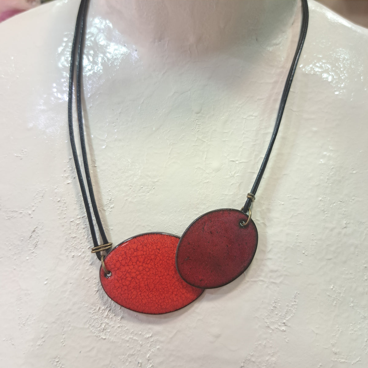 Collier Duo Ovale rouge bordeaux CHRISTINE ALLOING