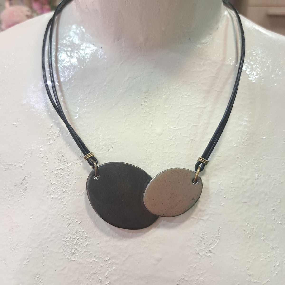 Collier Duo Ovale noir et marron glacé CHRISTINE ALLOING