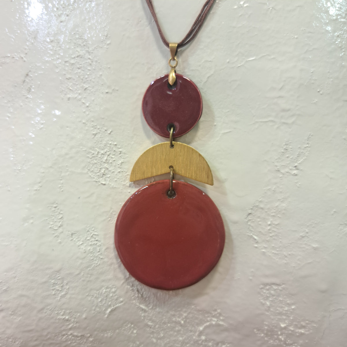 Collier pendentif Trio Rond marron CHRISTINE ALLOING