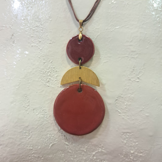 Collier pendentif Trio Rond marron CHRISTINE ALLOING