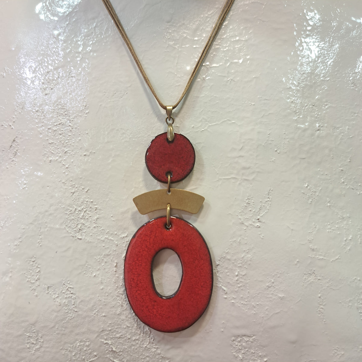 Collier pendentif Trio Ovale rouge CHRISTINE ALLOING