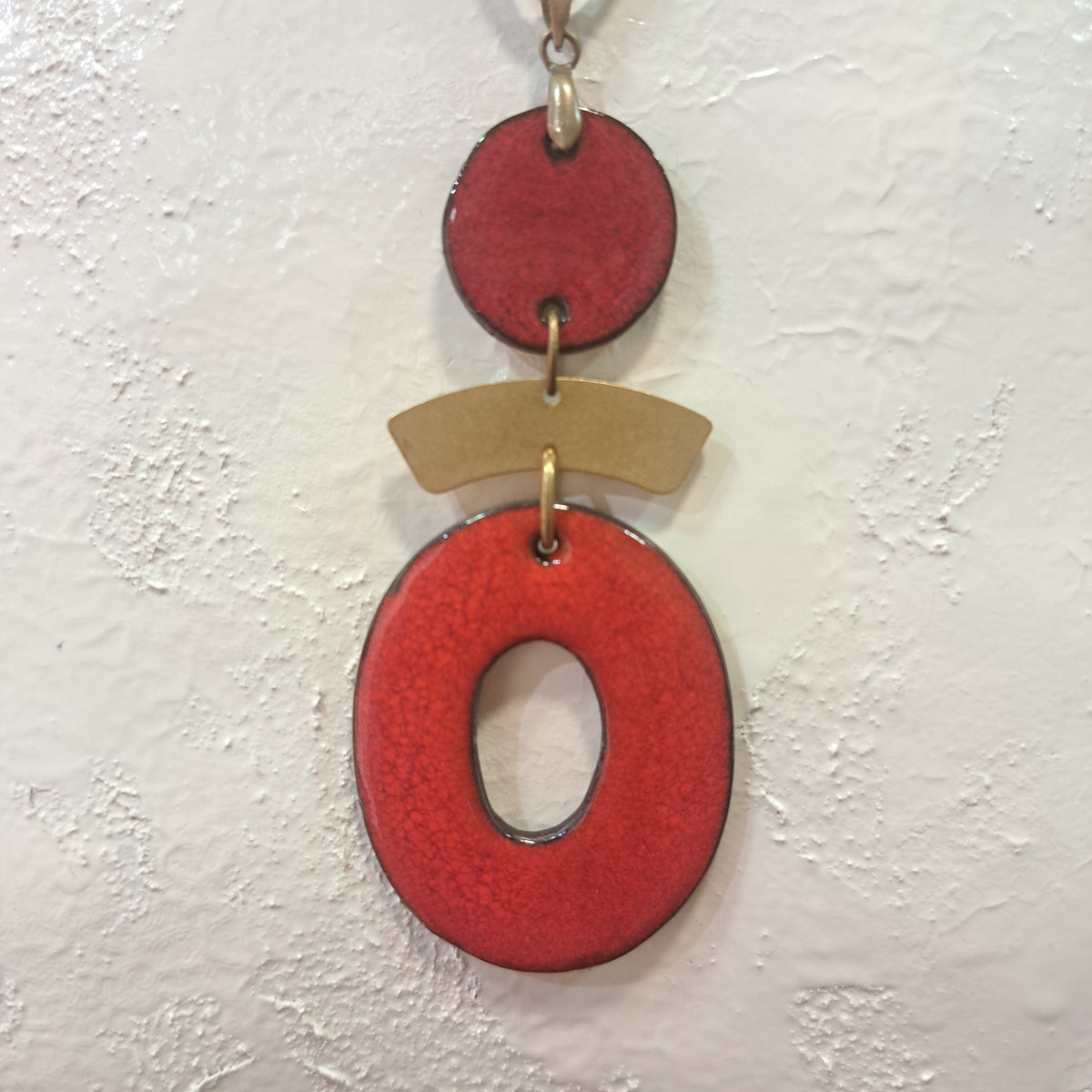 Collier pendentif Trio Ovale rouge CHRISTINE ALLOING