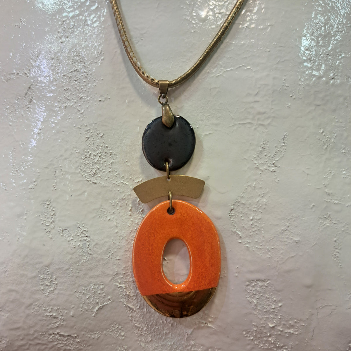 Collier pendentif Trio Ovale orange CHRISTINE ALLOING