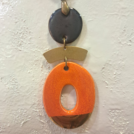 Collier pendentif Trio Ovale orange CHRISTINE ALLOING