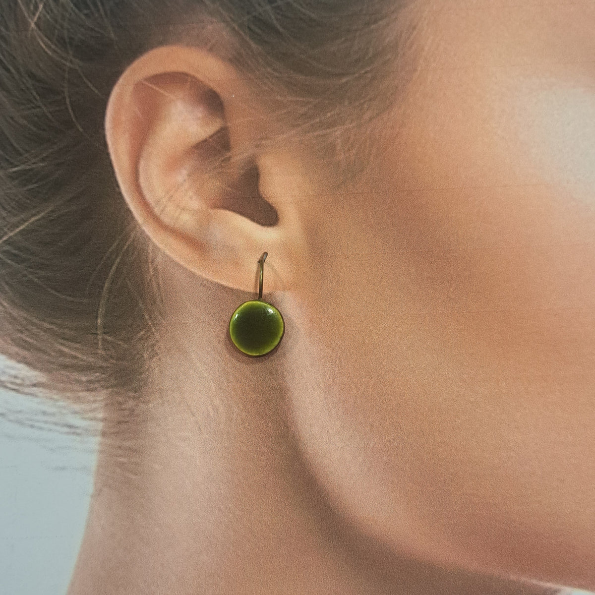 Boucles percées Graphic Rond PM vert kaki CHRISTINE ALLOING