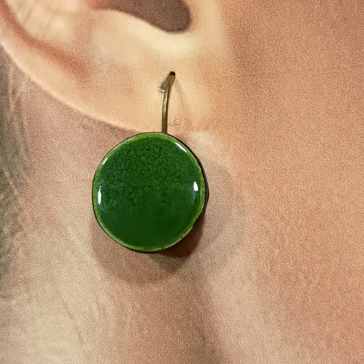 Boucles percées Graphic Rond vert forêt CHRISTINE ALLOING