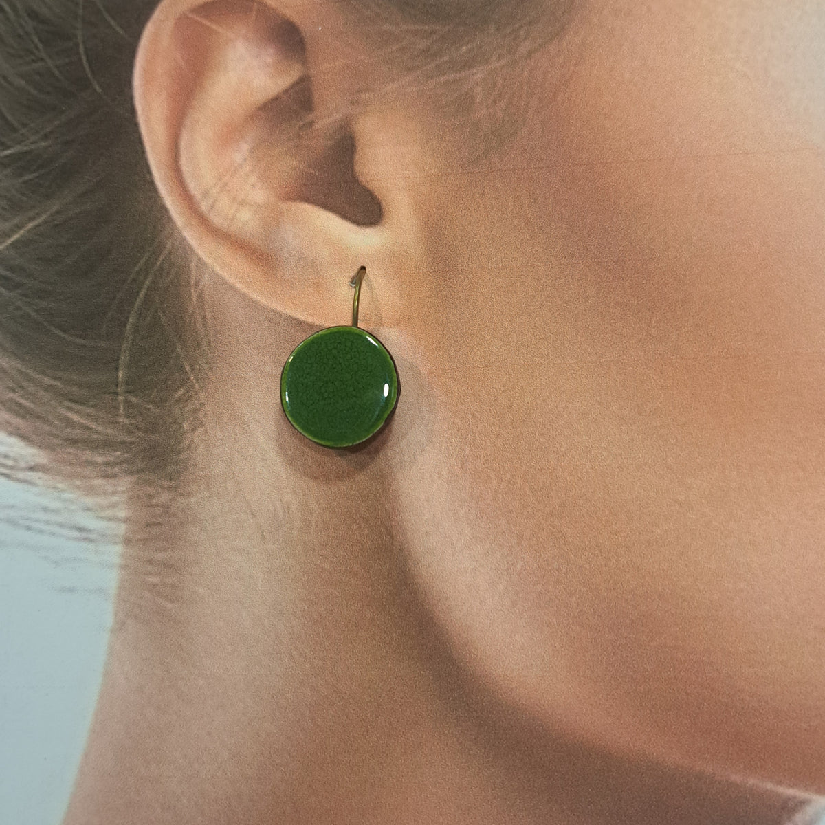 Boucles percées Graphic Rond vert forêt CHRISTINE ALLOING