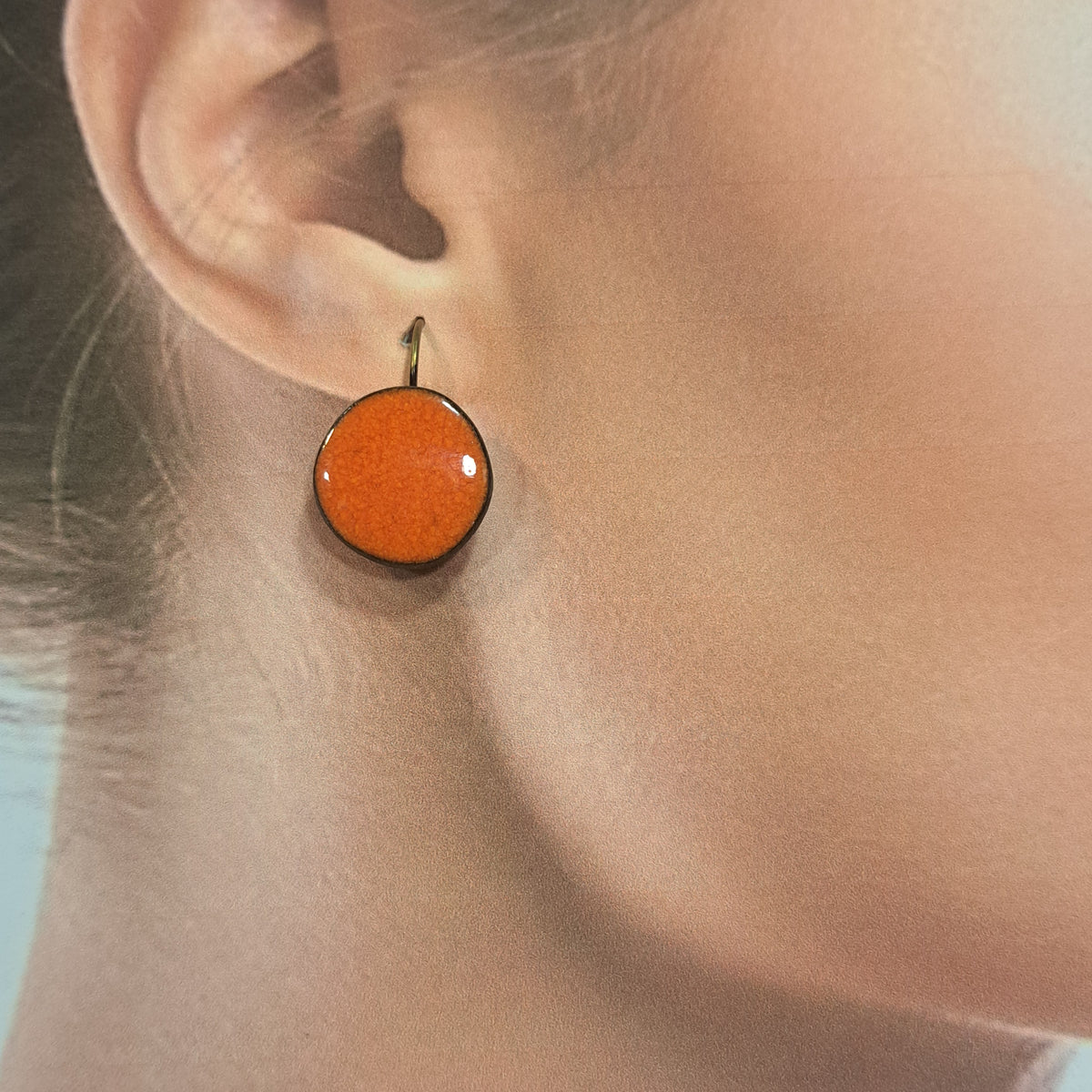Boucles percées Graphic Rond orange CHRISTINE ALLOING
