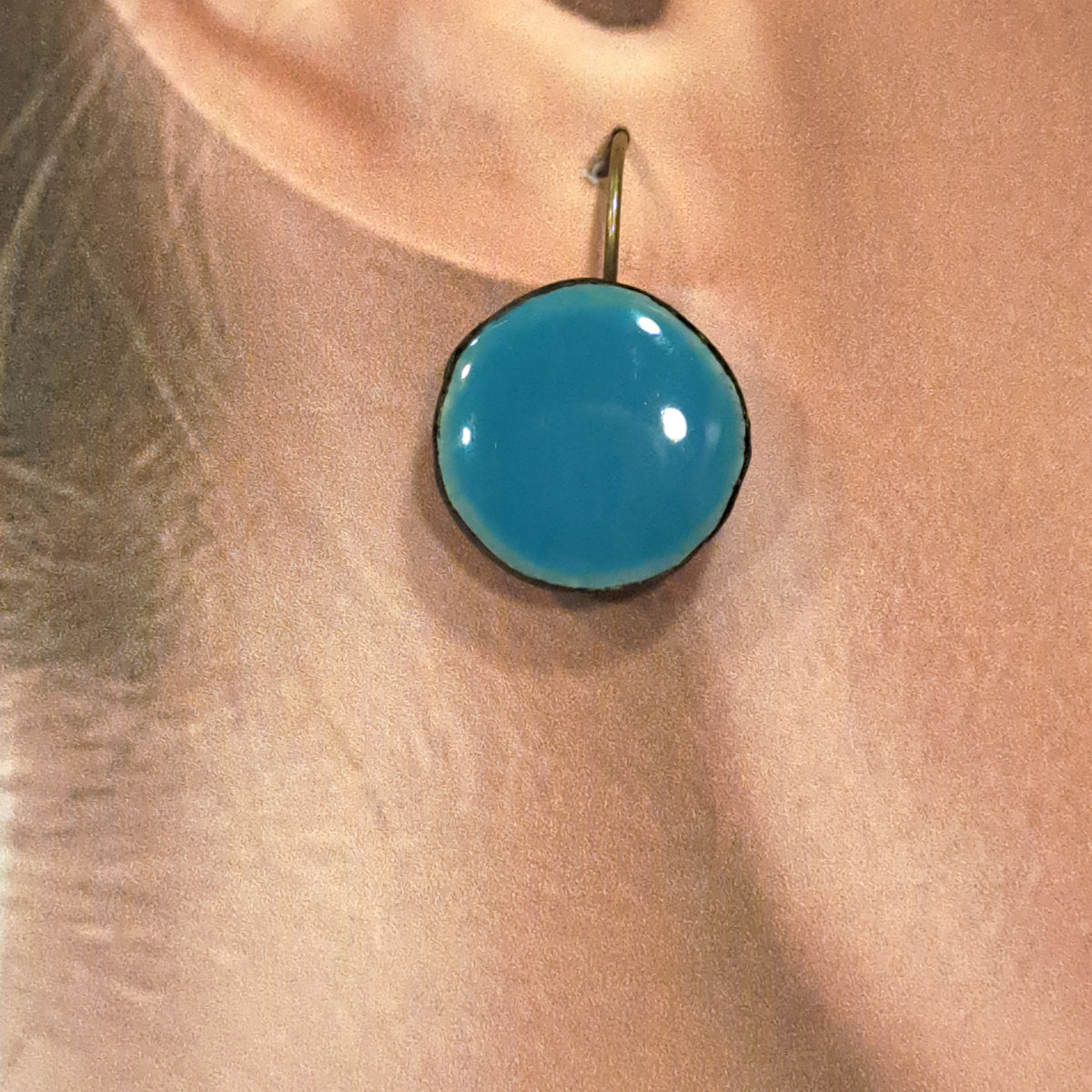 Boucles percées Graphic Rond bleu turquoise CHRISTINE ALLOING
