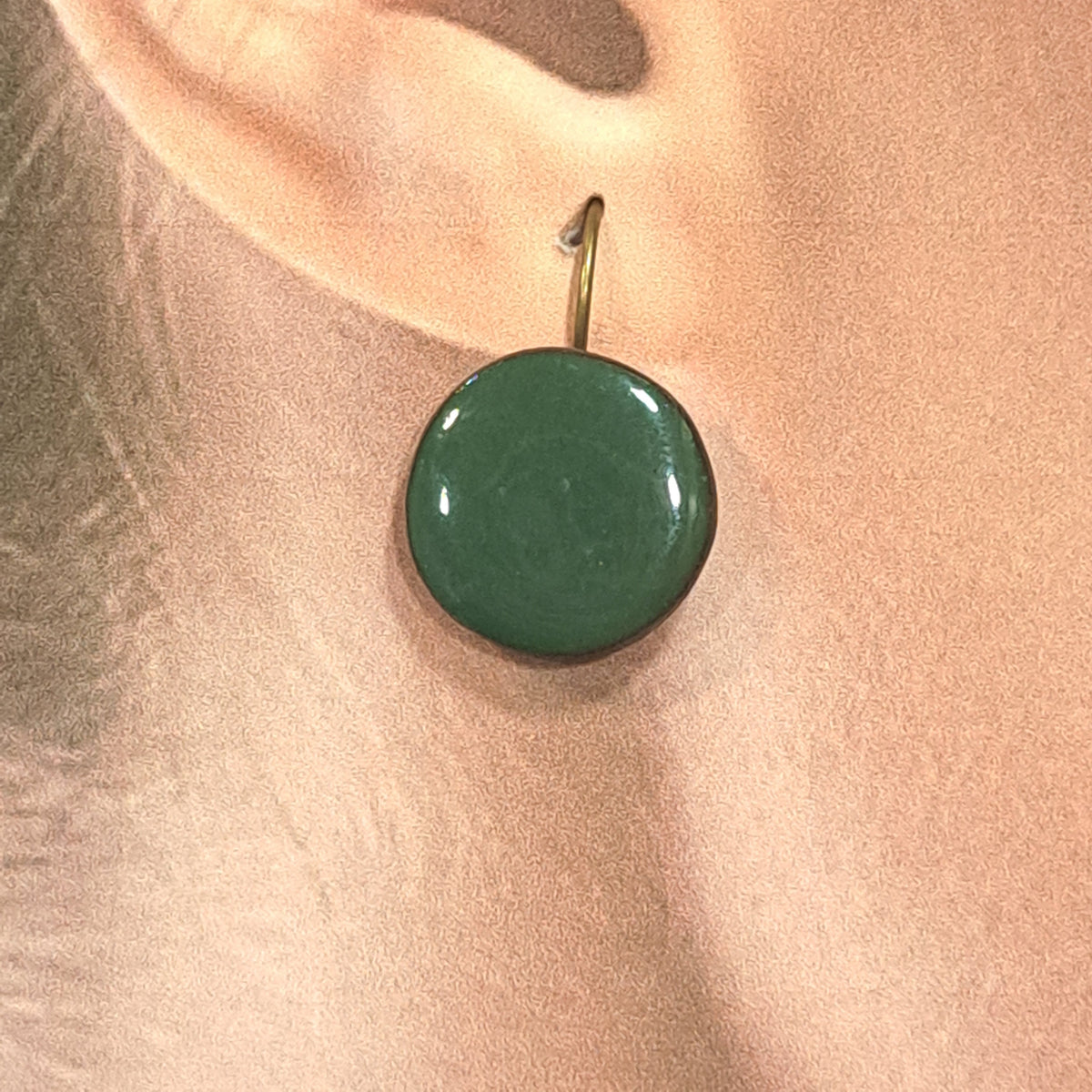 Boucles percées Graphic Rond vert anglais CHRISTINE ALLOING