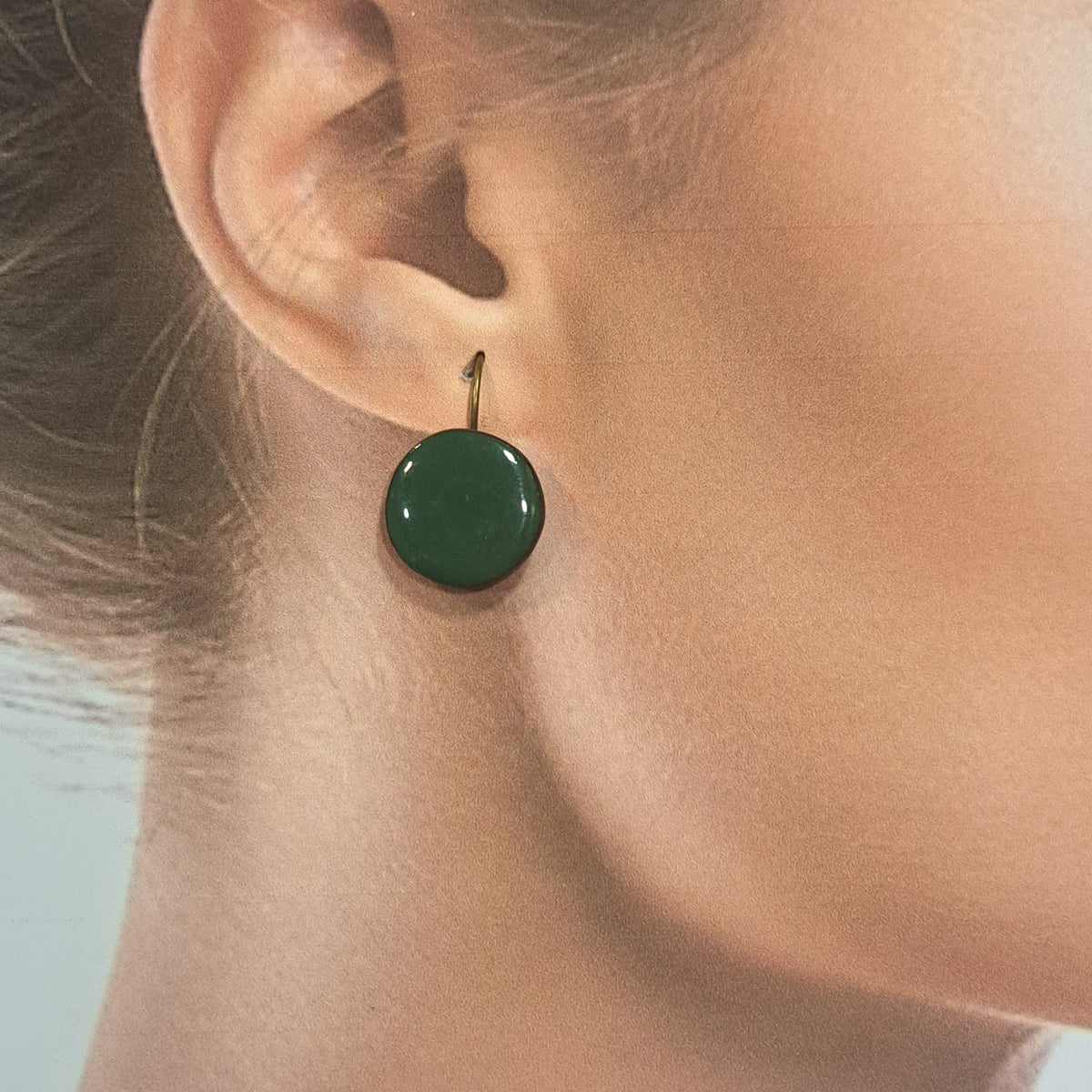Boucles percées Graphic Rond vert anglais CHRISTINE ALLOING