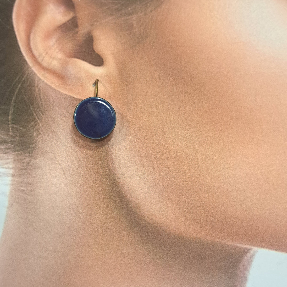 Boucles percées Graphic Rond bleu royal CHRISTINE ALLOING