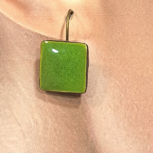 Boucles percées Graphic Carré vert menthe CHRISTINE ALLOING