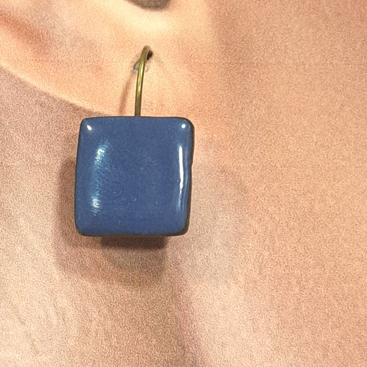 Boucles percées Graphic Carré bleu CHRISTINE ALLOING