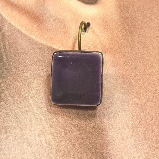 Boucles percées Graphic Carré violet CHRISTINE ALLOING