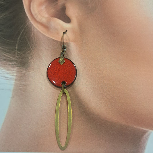Boucles percées Rond Ogive rouge CHRISTINE ALLOING