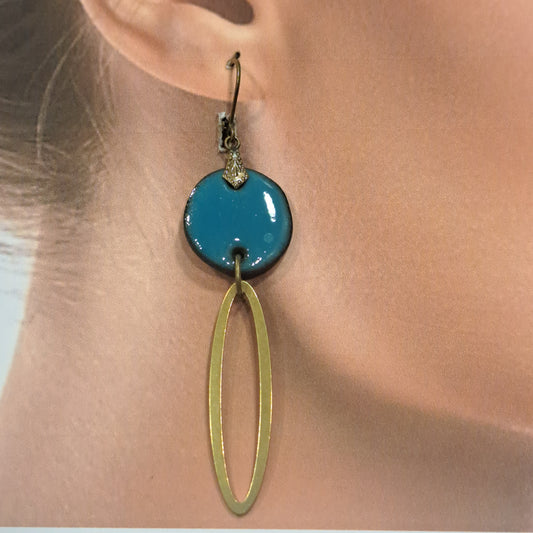 Boucles percées Rond Ogive bleu turquoise CHRISTINE ALLOING