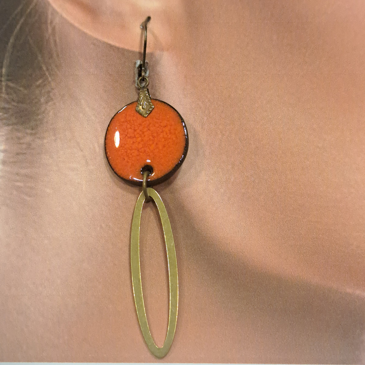 Boucles percées Rond Ogive orange CHRISTINE ALLOING