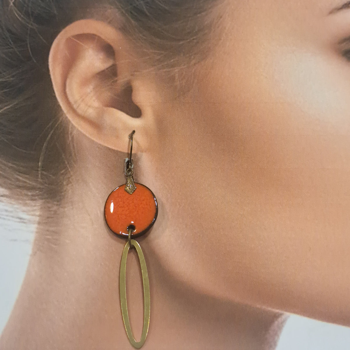 Boucles percées Rond Ogive orange CHRISTINE ALLOING