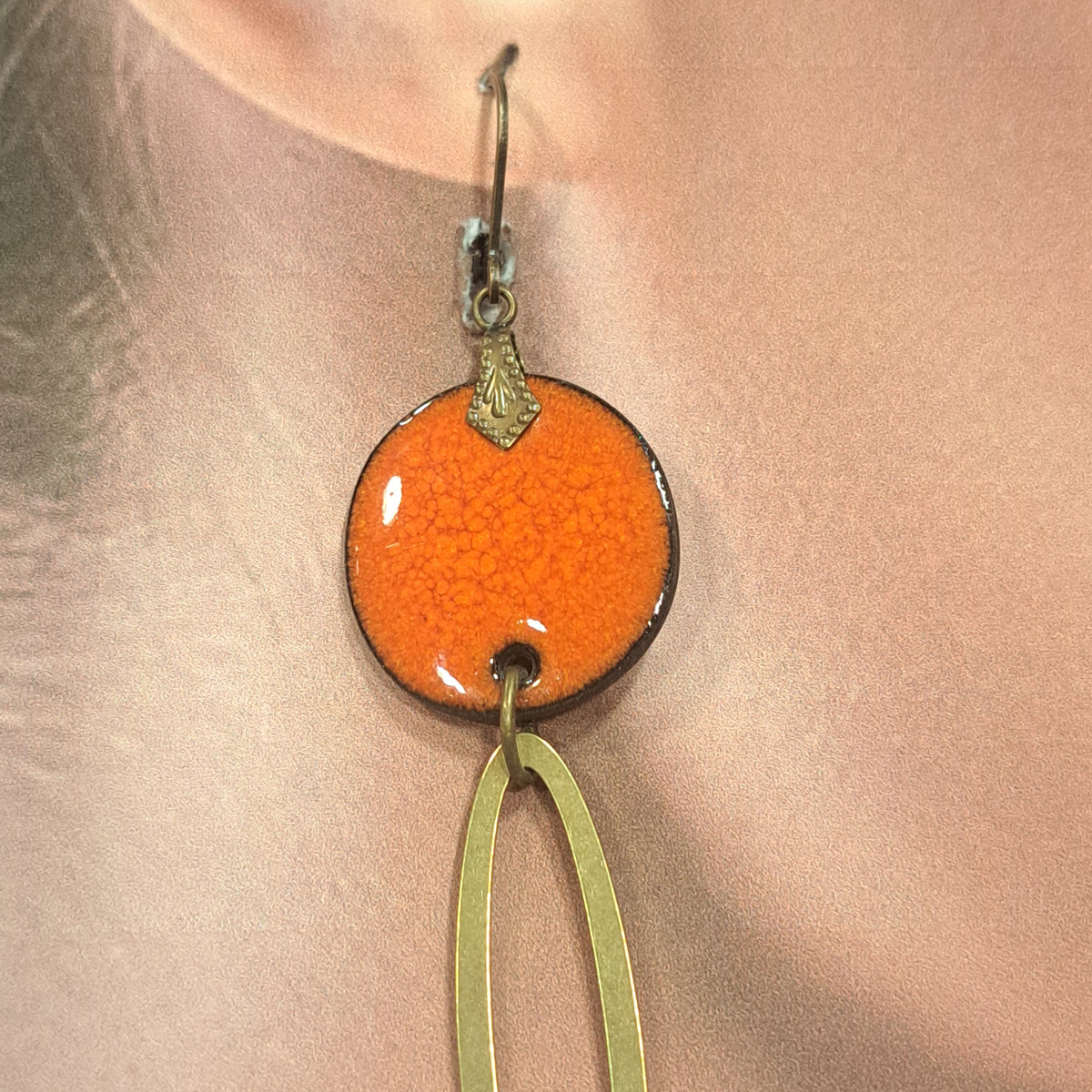 Boucles percées Rond Ogive orange CHRISTINE ALLOING