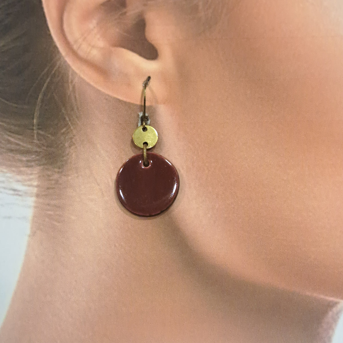 Boucles percées Graphic Rond GM bordeaux CHRISTINE ALLOING
