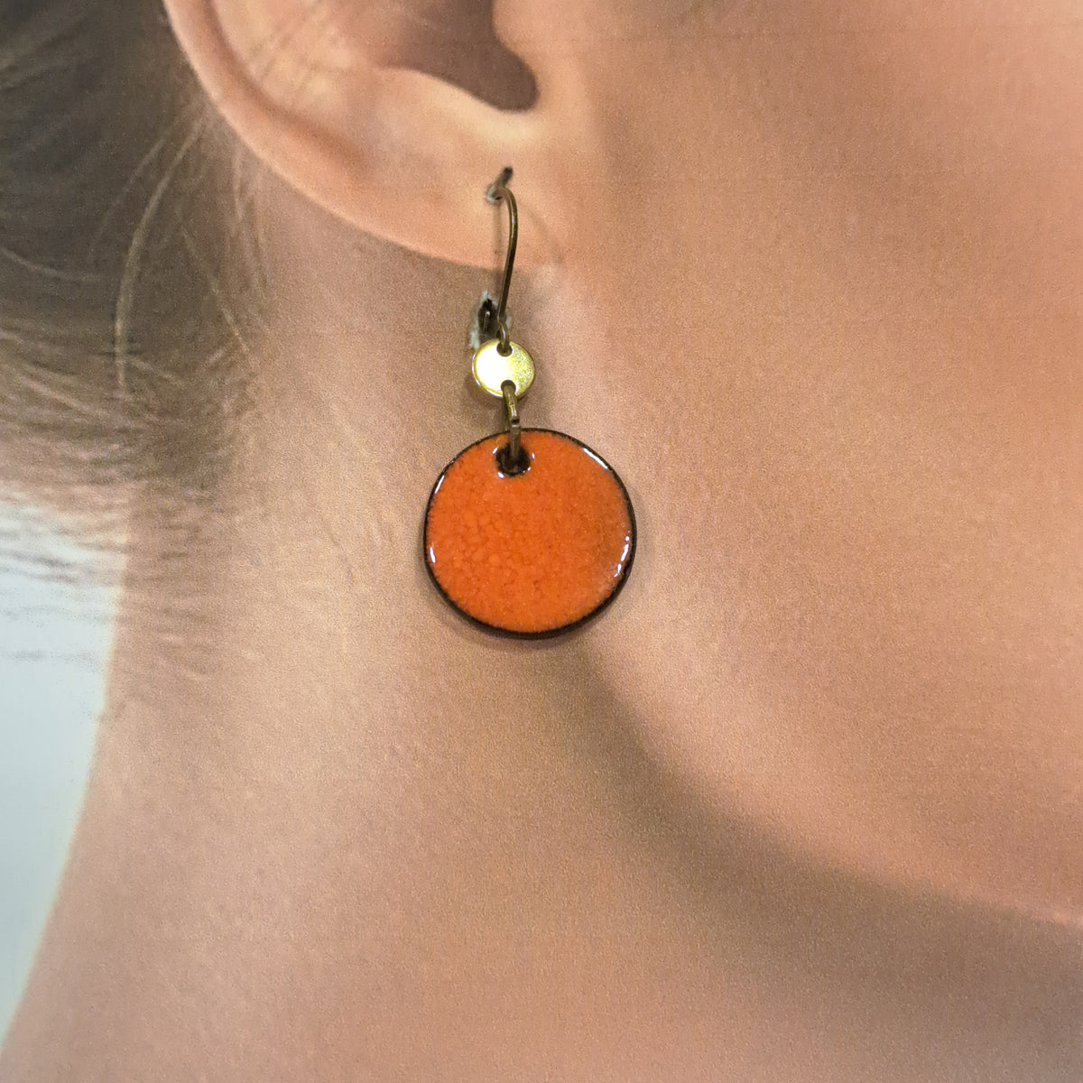 Boucles percées Graphic Rond GM orange CHRISTINE ALLOING