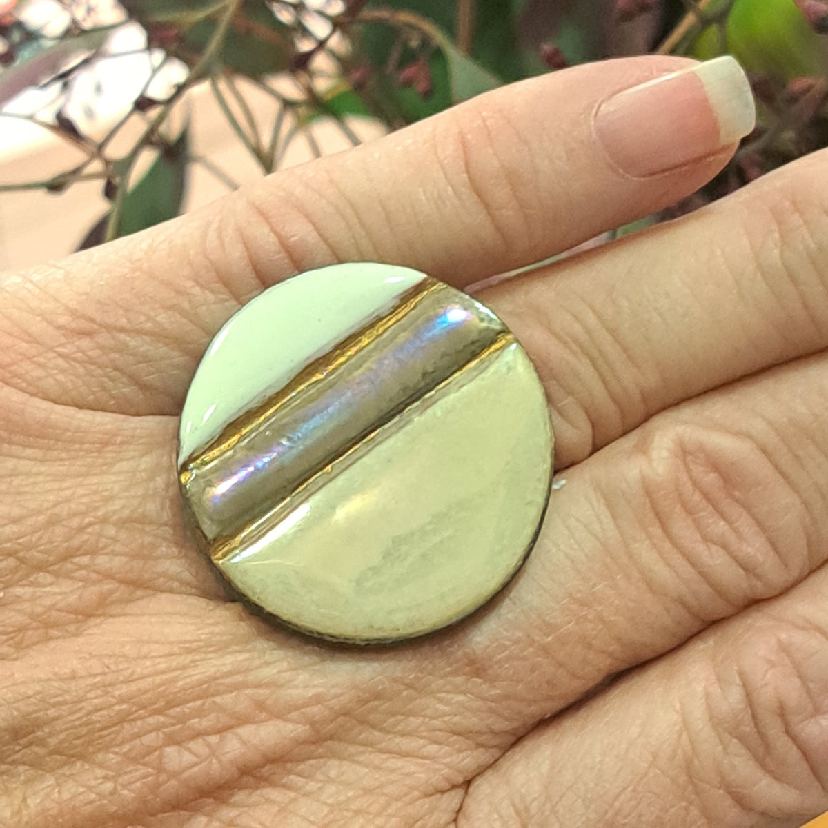 Bague Rayures écru CHRISTINE ALLOING