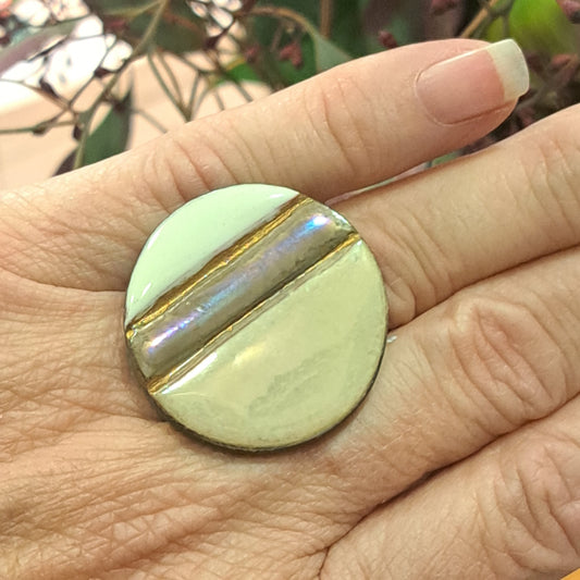 Bague Rayures écru CHRISTINE ALLOING