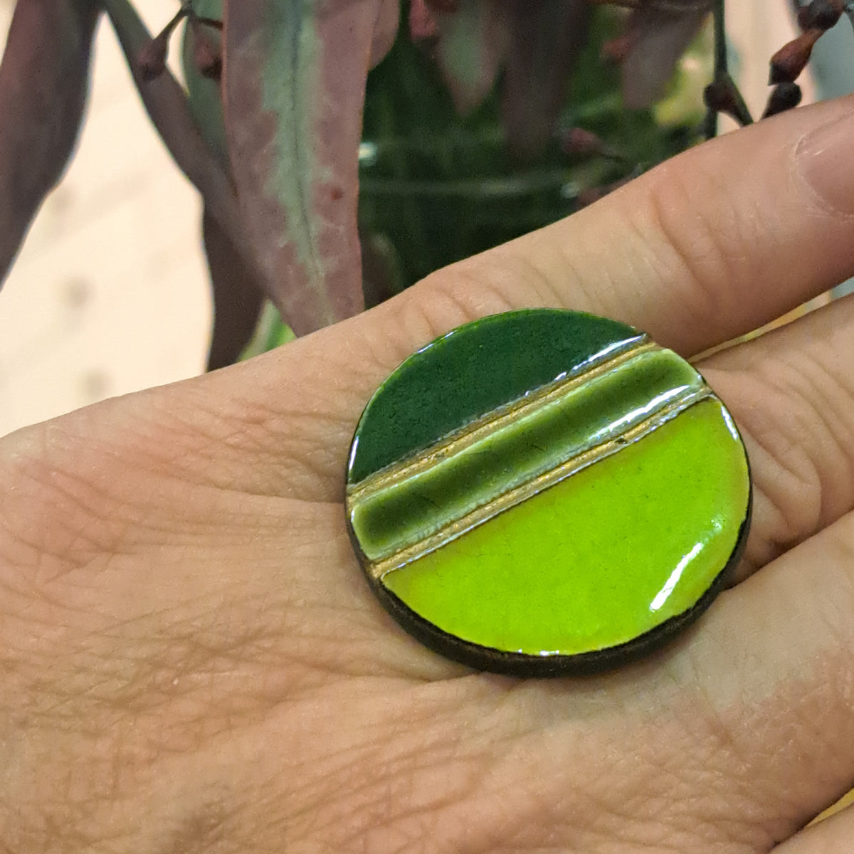 Bague Rayures vert CHRISTINE ALLOING