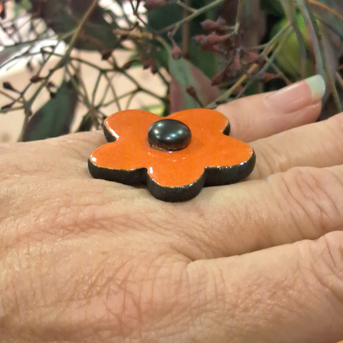 Bague Fleur orange CHRISTINE ALLOING