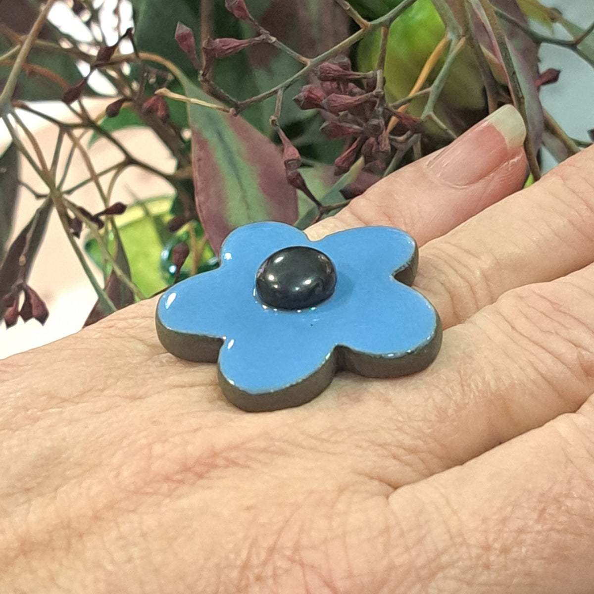 Bague Fleur bleu lavande CHRISTINE ALLOING