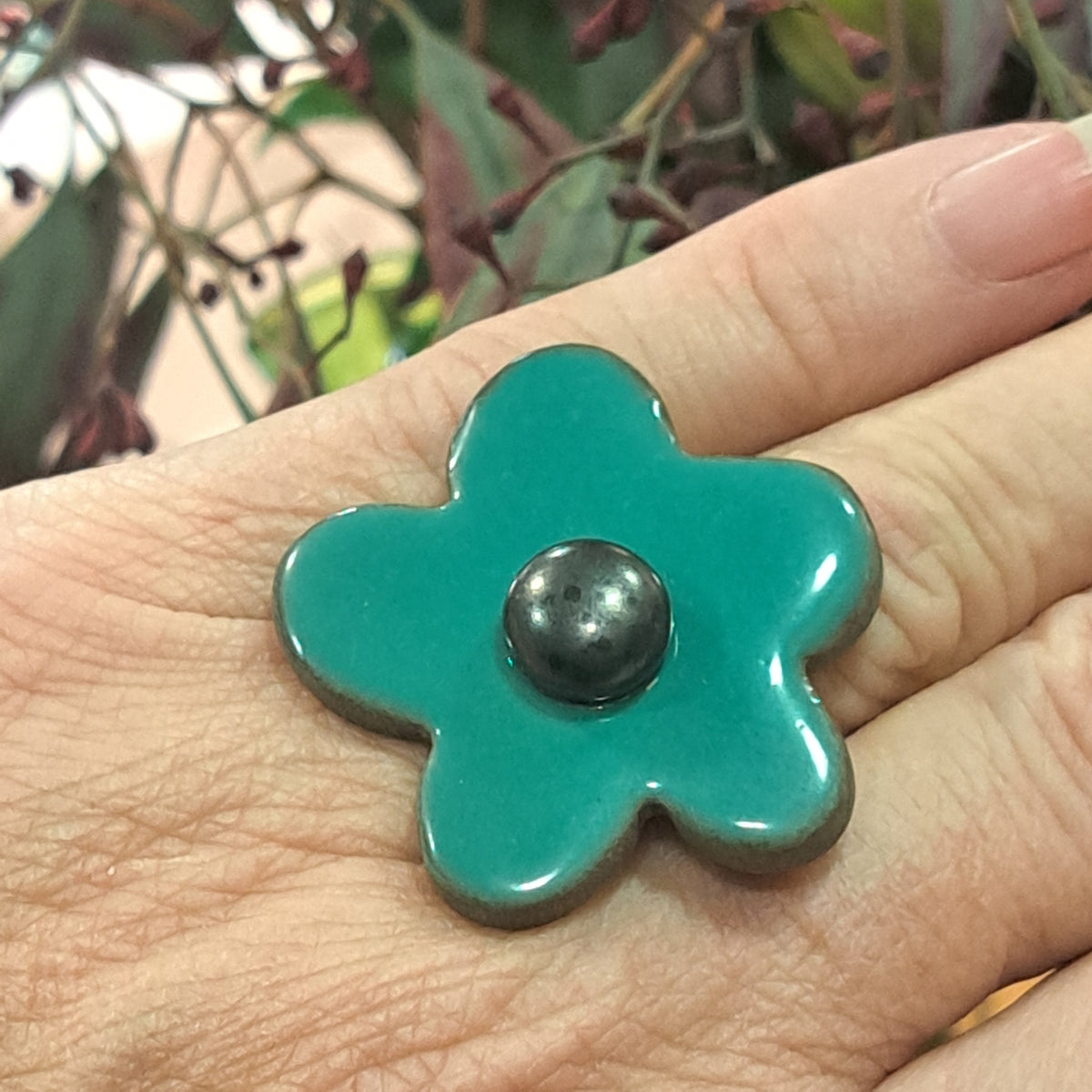 Bague Fleur vert cactus CHRISTINE ALLOING