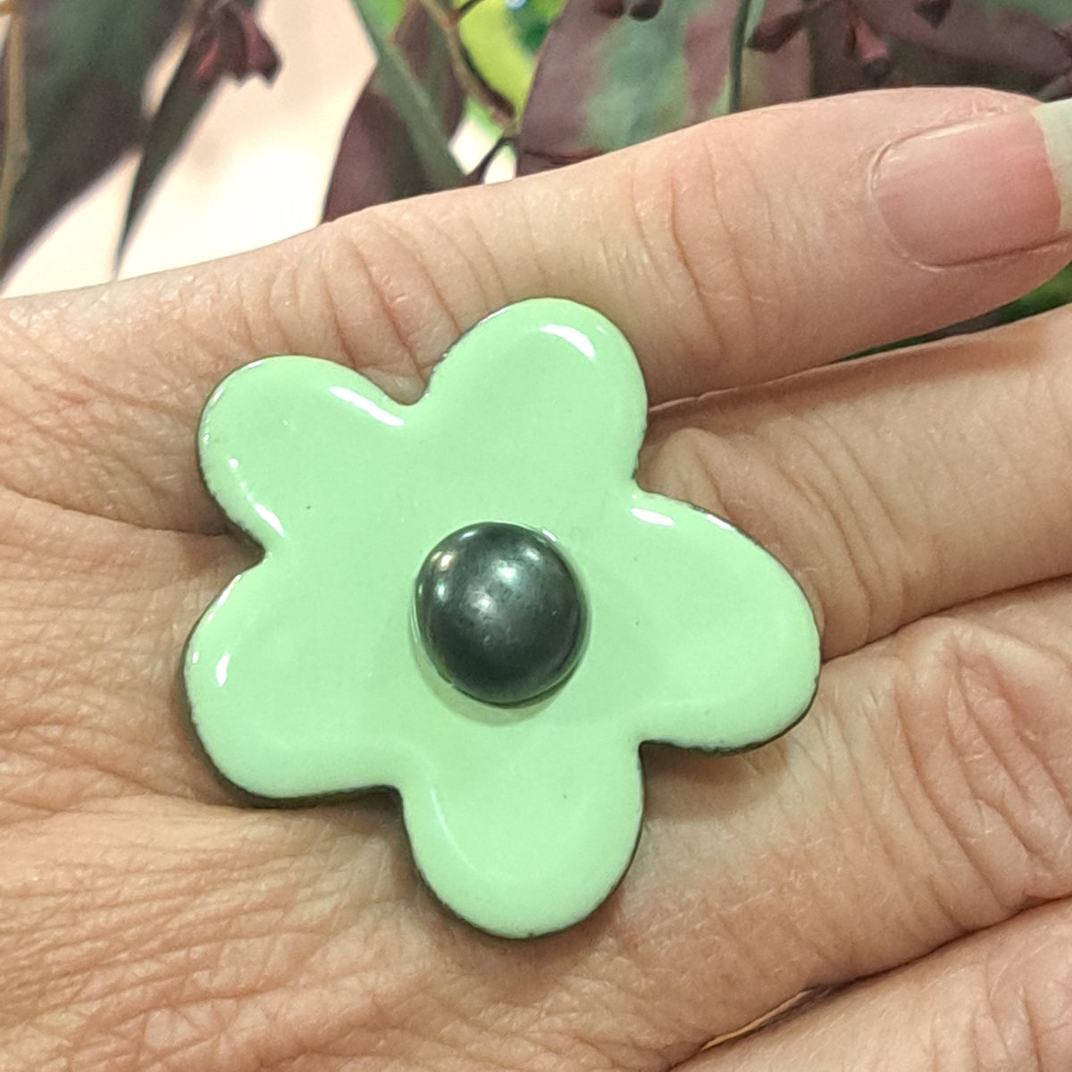 Bague Fleur vert clair CHRISTINE ALLOING