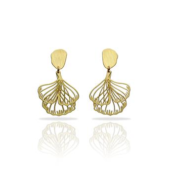 Boucles percées Ginkgo Biloba clou GM or RAS