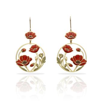 Boucles percées Giverny Coquelicot GM or RAS