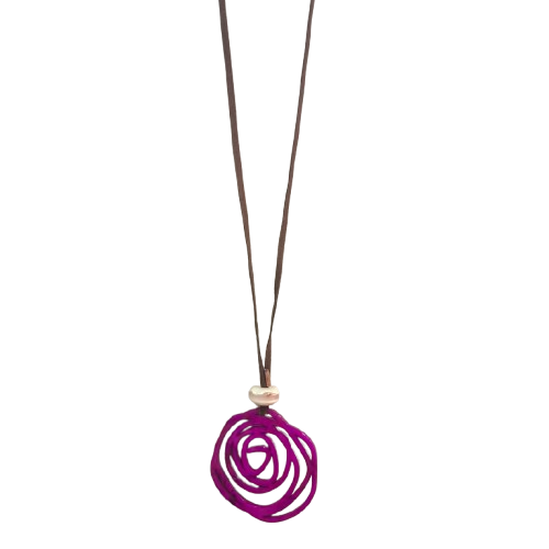 Collier sautoir Pendentif Rosace rose FANCY F