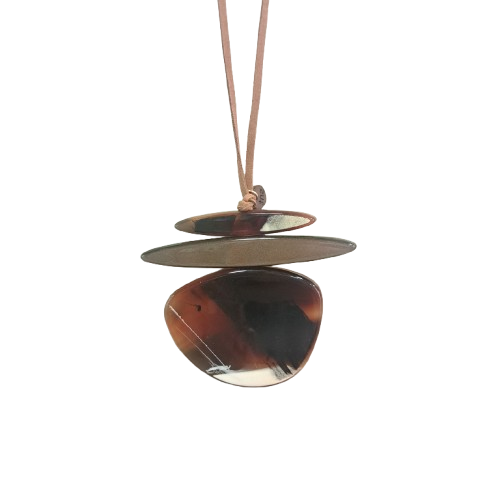 Collier sautoir Pendentif Palet corne mordoré FANCY F